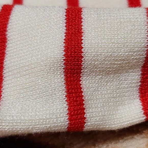Hm Top Sweater Size XXL Ivory Red Striped - Picture 7 of 10